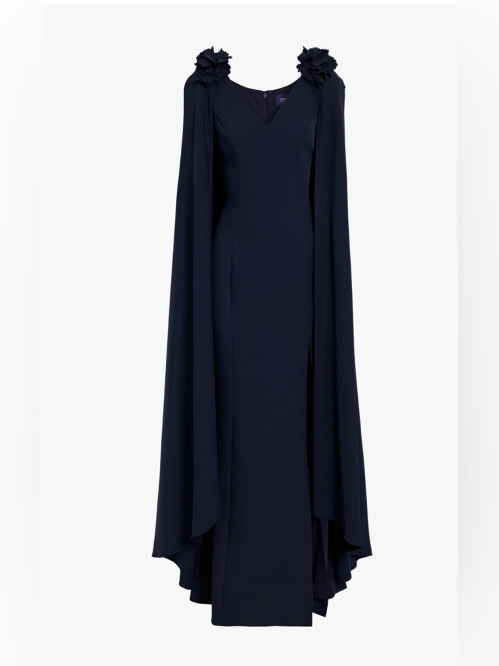 Marchesa Notte Cape Floral-Appliquéd Cady Gown